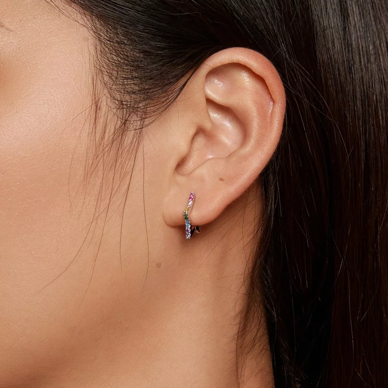 (image pour) Boucles d'oreilles à anneaux style Pandora avec étoiles iridescentes - SCE1627 - Afficher 5