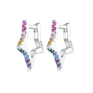 (image pour) Boucles d'oreilles à anneaux style Pandora avec étoiles iridescentes - SCE1627