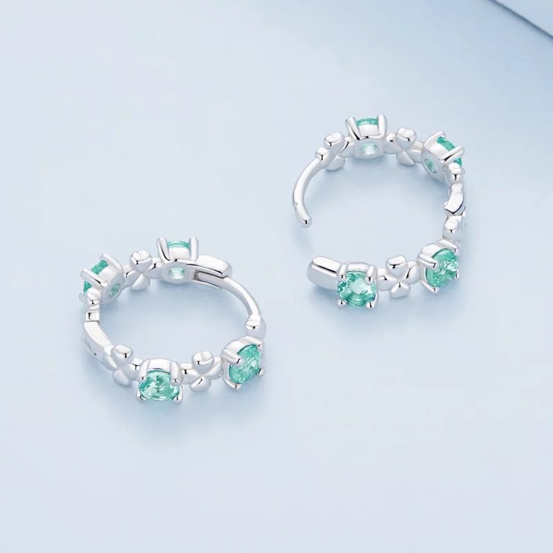 (image pour) Boucles d'oreilles à anneaux style Pandora avec trèfle à quatre feuilles - BSE82 - Afficher 4