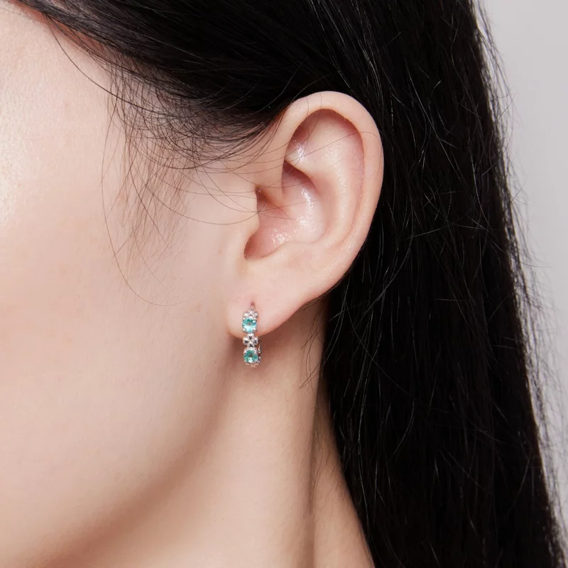 (image pour) Boucles d'oreilles à anneaux style Pandora avec trèfle à quatre feuilles - BSE82 - Afficher 7