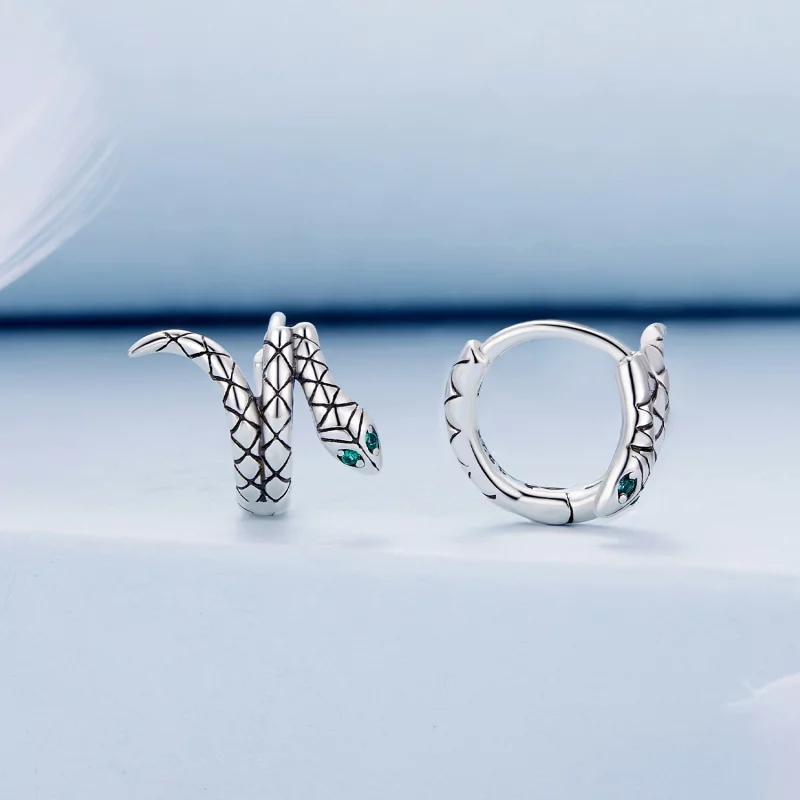 (image pour) Boucles d'oreilles à anneaux style serpent de type Pandora - BSE883 - Afficher 2