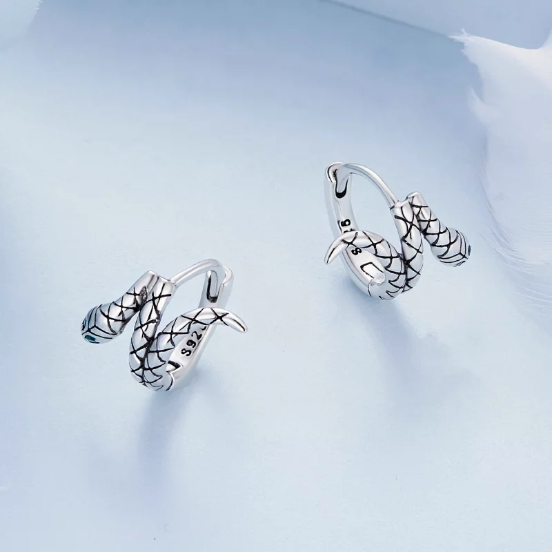 (image pour) Boucles d'oreilles à anneaux style serpent de type Pandora - BSE883 - Afficher 3