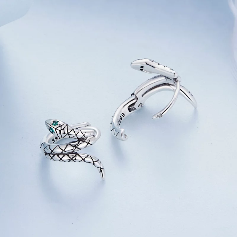 (image pour) Boucles d'oreilles à anneaux style serpent de type Pandora - BSE883 - Afficher 4
