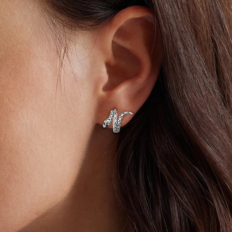 (image pour) Boucles d'oreilles à anneaux style serpent de type Pandora - BSE883 - Afficher 6