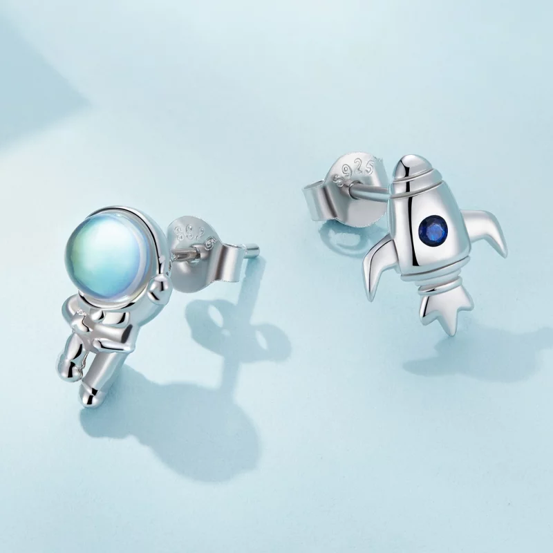 (image pour) Boucles d'oreilles asymétriques de style Pandora Spaceship - SCE1578 - Afficher 4