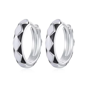 (image pour) Boucles d'oreilles à cercle de style Pandora avec motif en forme de diamant - SCE1611-BK