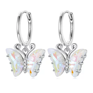 (image pour) Boucles d'oreilles à cercle de style Pandora avec papillon Symphony - SCE1588-CF