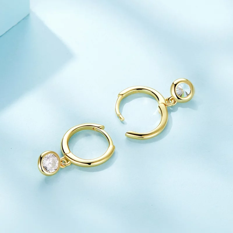 (image pour) Boucles d'oreilles à cercle en zirconium de style Pandora - SCE830-B - Afficher 4