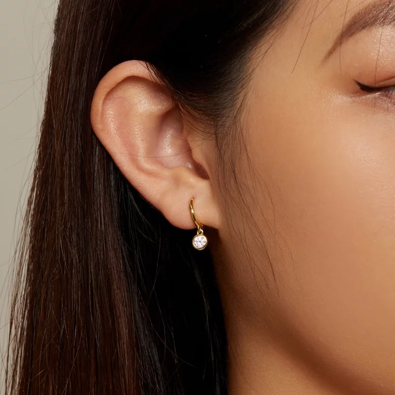 (image pour) Boucles d'oreilles à cercle en zirconium de style Pandora - SCE830-B - Afficher 5