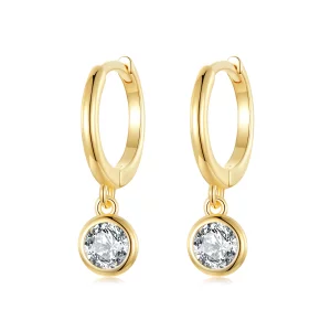 (image pour) Boucles d'oreilles à cercle en zirconium de style Pandora - SCE830-B