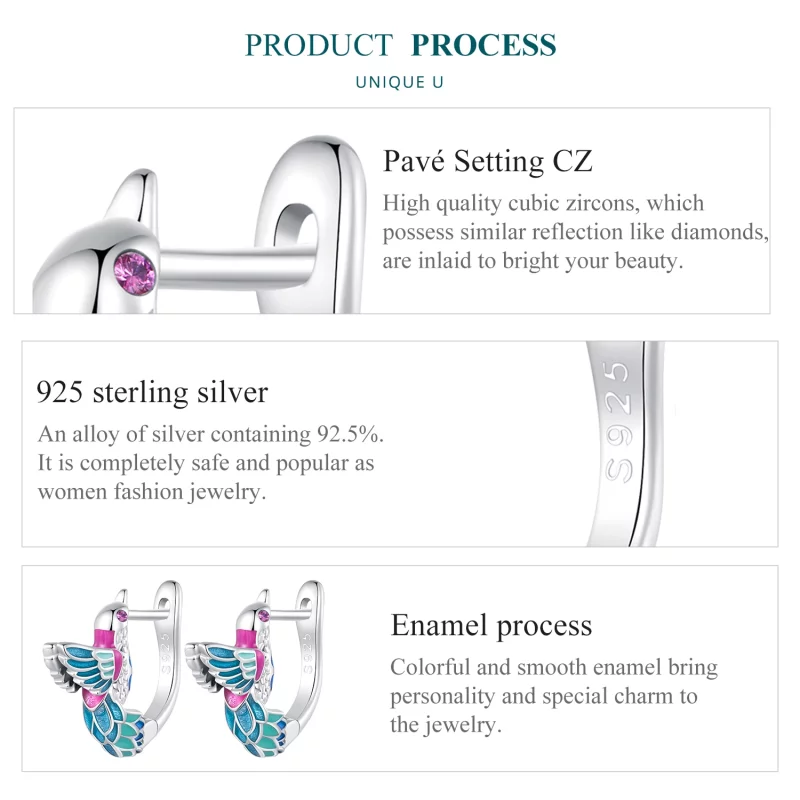 (image pour) Boucles d'oreilles à cercle style Pandora avec Martin-pêcheur - BSE899 - Afficher 6