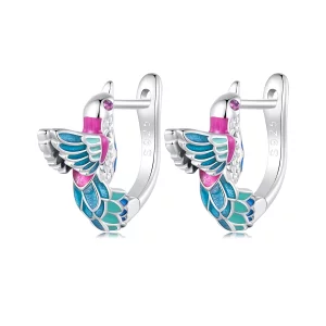 (image pour) Boucles d'oreilles à cercle style Pandora avec Martin-pêcheur - BSE899