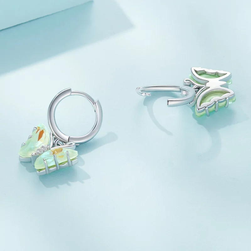 (image pour) Boucles d'oreilles à cercle style Pandora avec papillon symphonique - SCE1588-GN - Afficher 4