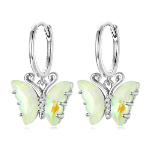 (image pour) Boucles d'oreilles à cercle style Pandora avec papillon symphonique - SCE1588-GN