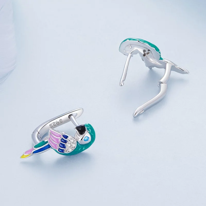 (image pour) Boucles d'oreilles à cercle style Pandora avec perroquet - BSE829 - Afficher 4