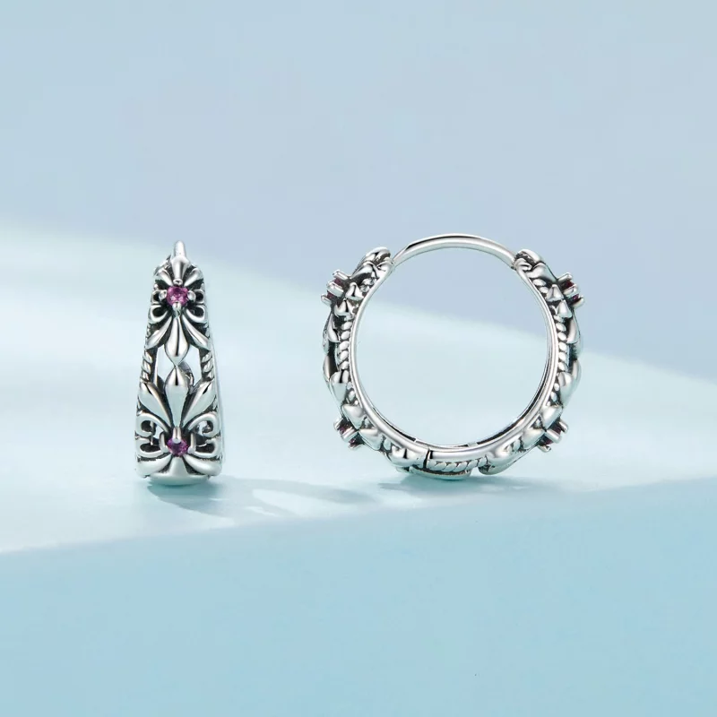 (image pour) Boucles d'oreilles à cercle vintage de style Pandora avec iris - SCE1649 - Afficher 2