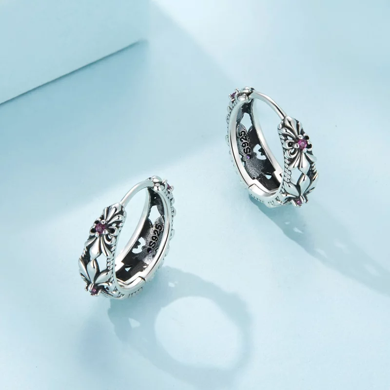 (image pour) Boucles d'oreilles à cercle vintage de style Pandora avec iris - SCE1649 - Afficher 3