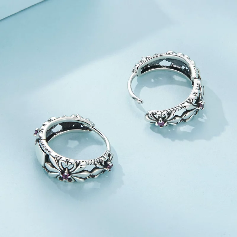 (image pour) Boucles d'oreilles à cercle vintage de style Pandora avec iris - SCE1649 - Afficher 4