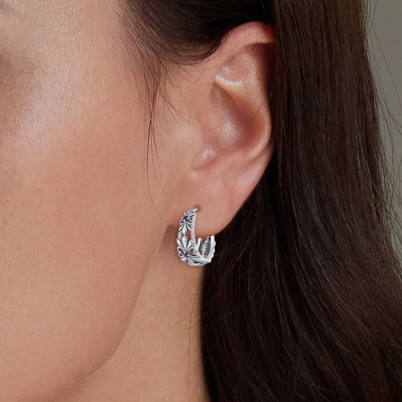 (image pour) Boucles d'oreilles à cercle vintage de style Pandora avec iris - SCE1649 - Afficher 5