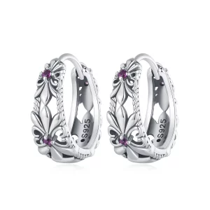 (image pour) Boucles d'oreilles à cercle vintage de style Pandora avec iris - SCE1649