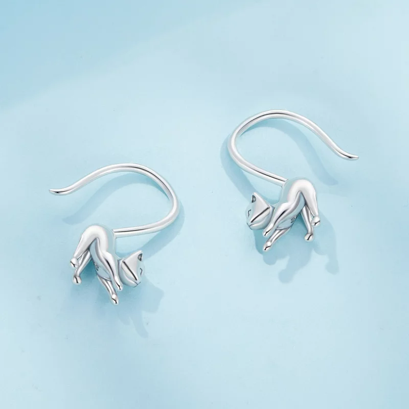 (image pour) Boucles d'oreilles chaton style Pandora - Boucles d'oreilles à clous - SCE1618 - Afficher 4