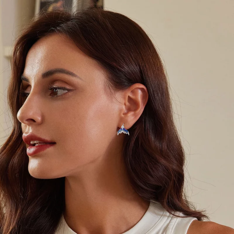 (image pour) Boucles d'oreilles clou en forme de queue de sirène de style Pandora - Dreamman - Afficher 6
