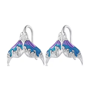 (image pour) Boucles d'oreilles clou en forme de queue de sirène de style Pandora - Dreamman - BSE921