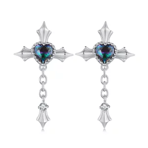 (image pour) Boucles d'oreilles clous à chaîne croisée de style Pandora - BSE912