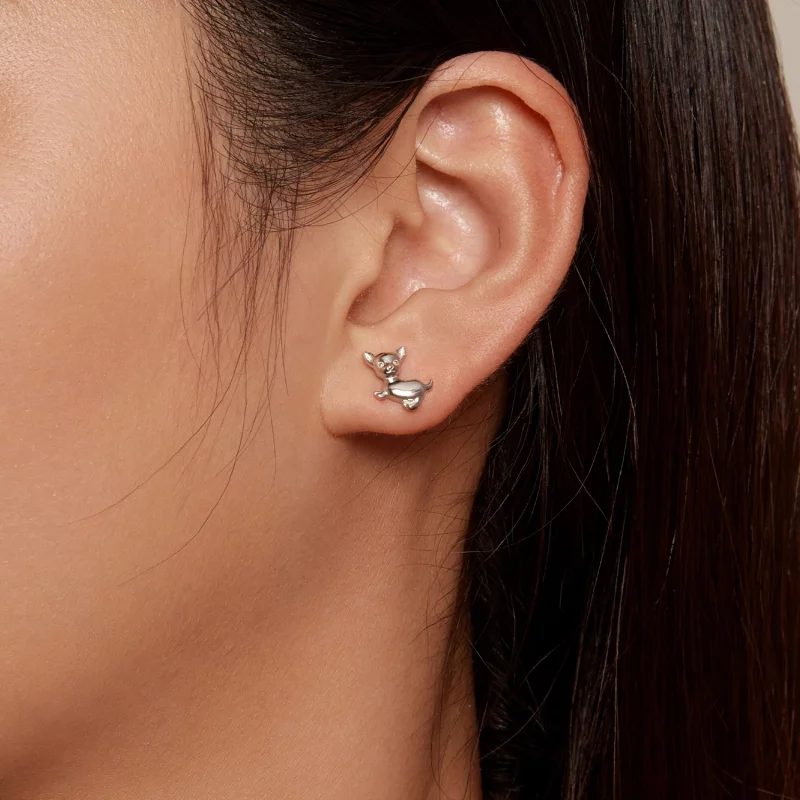 (image pour) Boucles d'oreilles clous de style Pandora avec Chihuahua - SCE1620 - Afficher 5