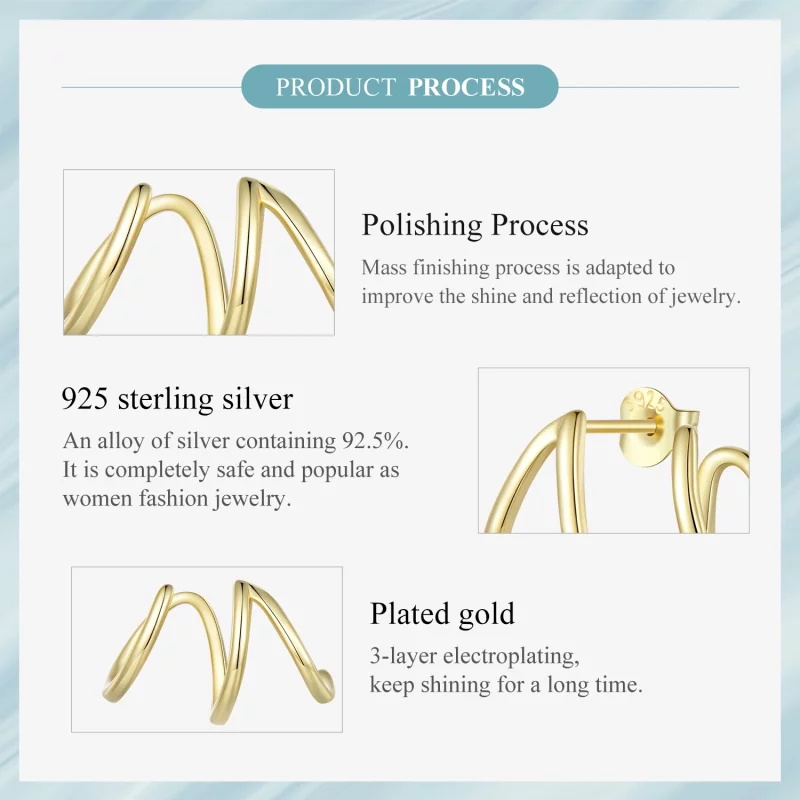 (image pour) Boucles d'oreilles à clous de style Pandora avec lignes simples - SCE986-B - Afficher 7