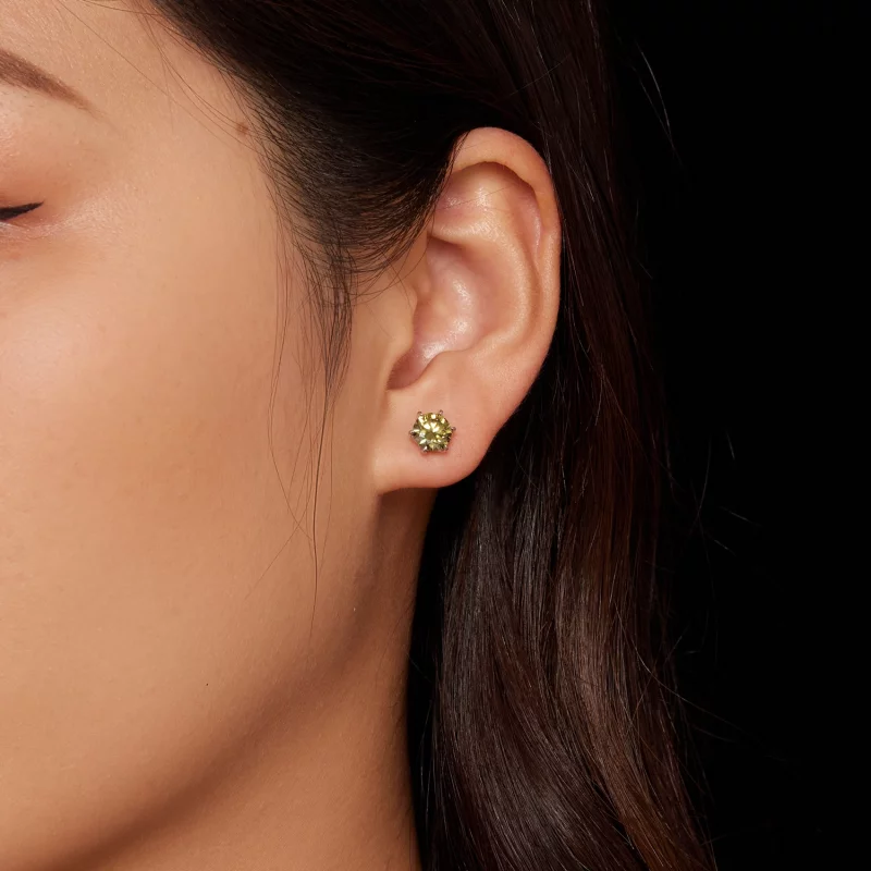 (image pour) Boucles d'oreilles à clous de style Pandora avec émeraude en moissanite - MSE025 - Afficher 3