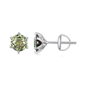 (image pour) Boucles d'oreilles à clous de style Pandora avec émeraude en moissanite - MSE025-LGN