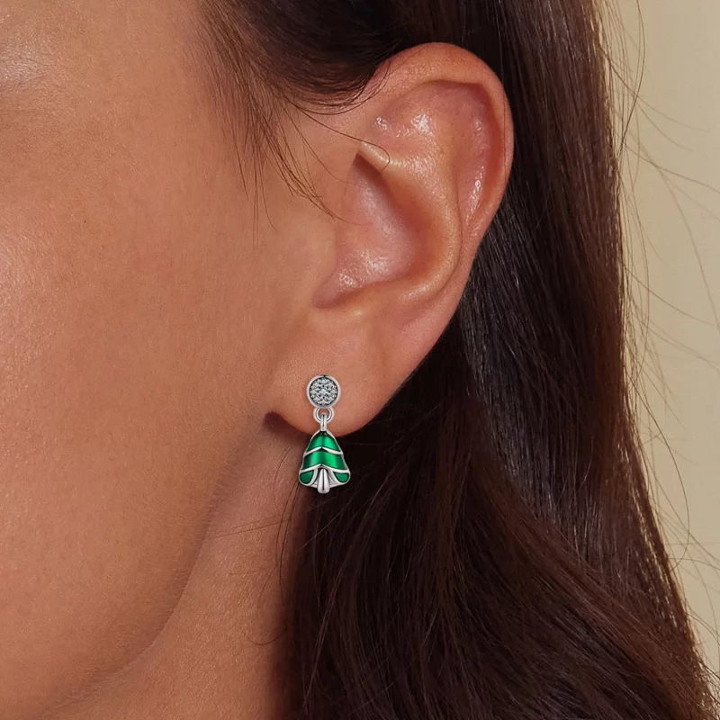 (image pour) Boucles d'oreilles clous de style Pandora avec motif de sapin de Noël - BSE919 - Afficher 5