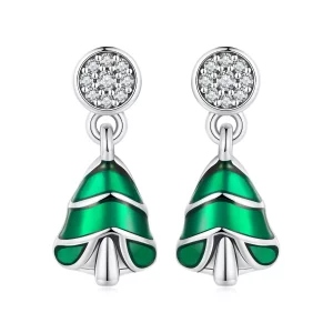 Boucles d'oreilles clous de style Pandora avec motif de sapin de Noël - BSE919 (image pour) Boucles d'oreilles clous de style Pandora avec motif de sapin de Noël - BSE919