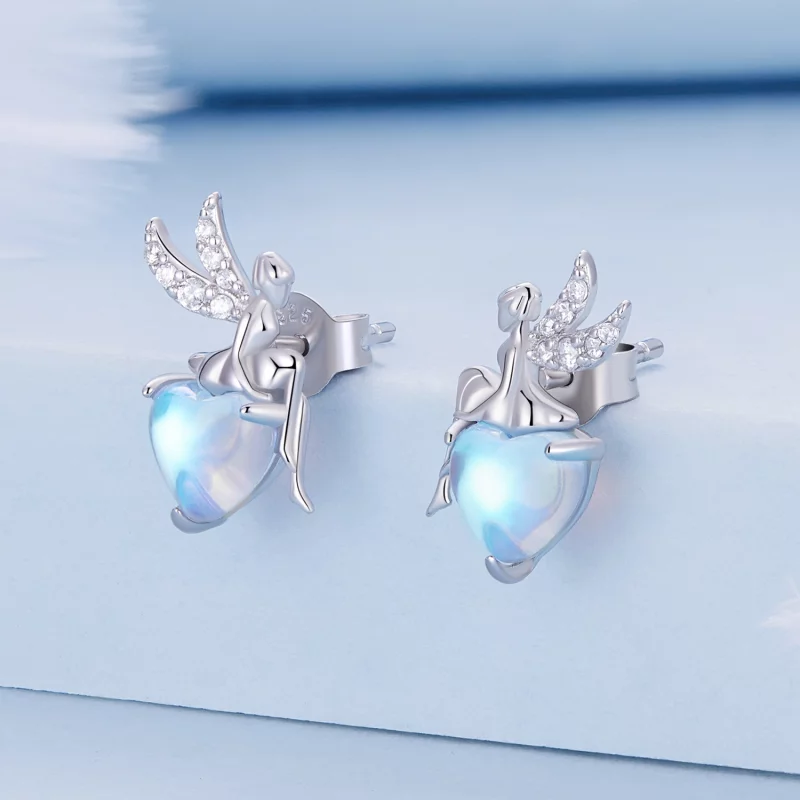 (image pour) Boucles d'oreilles clous de style Pandora avec motifs d'elfe - BSE796 - Afficher 2