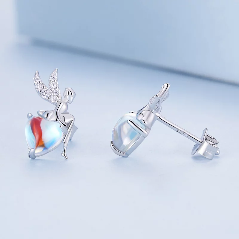 (image pour) Boucles d'oreilles clous de style Pandora avec motifs d'elfe - BSE796 - Afficher 3