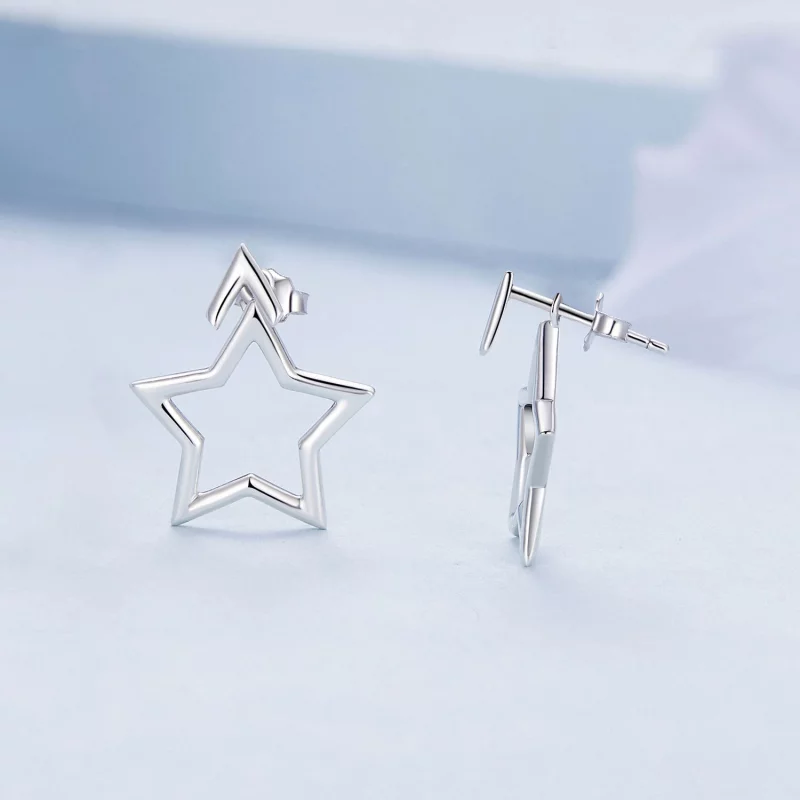 (image pour) Boucles d'oreilles clous de style Pandora avec pentagramme - BSE901 - Afficher 3
