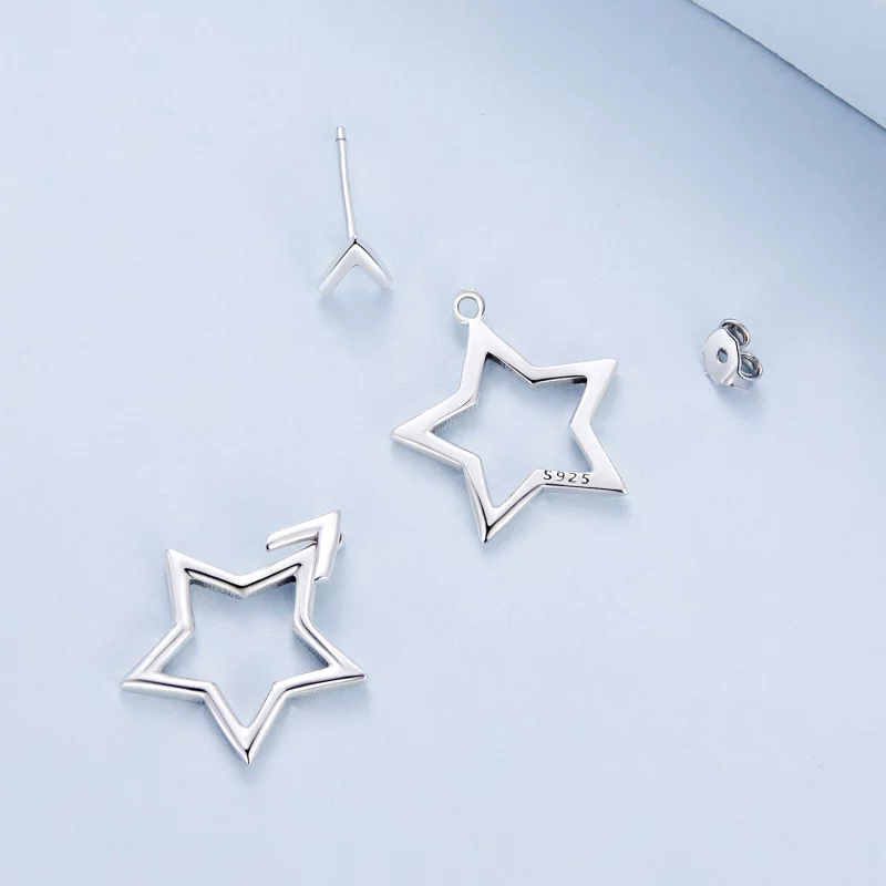 (image pour) Boucles d'oreilles clous de style Pandora avec pentagramme - BSE901 - Afficher 5