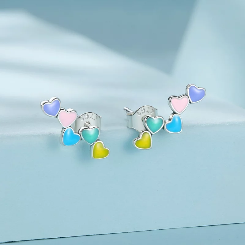 (image pour) Boucles d'oreilles à clous de style Pandora Love Colorful - SCE1638 - Afficher 2