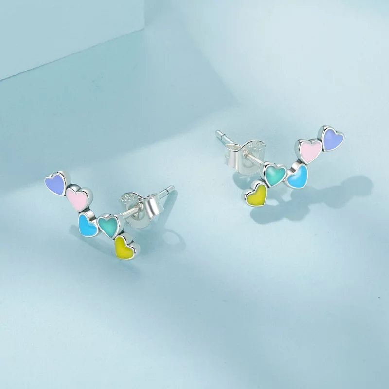 (image pour) Boucles d'oreilles à clous de style Pandora Love Colorful - SCE1638 - Afficher 3