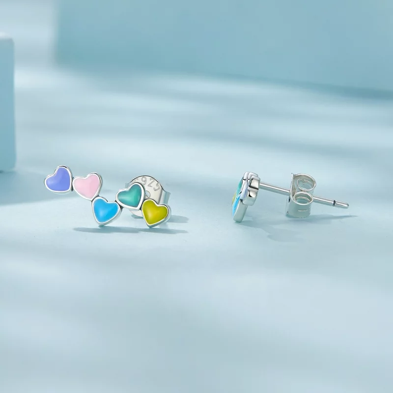 (image pour) Boucles d'oreilles à clous de style Pandora Love Colorful - SCE1638 - Afficher 4