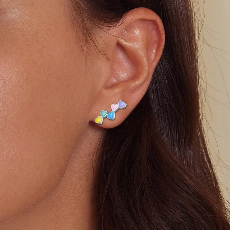 (image pour) Boucles d'oreilles à clous de style Pandora Love Colorful - SCE1638 - Afficher 6