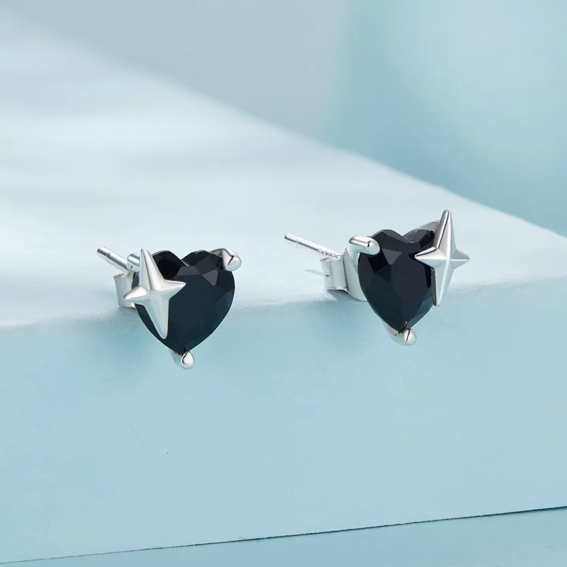 (image pour) Boucles d'oreilles à clous de style Pandora rétro en forme de cœur - SCE1654 - Afficher 2