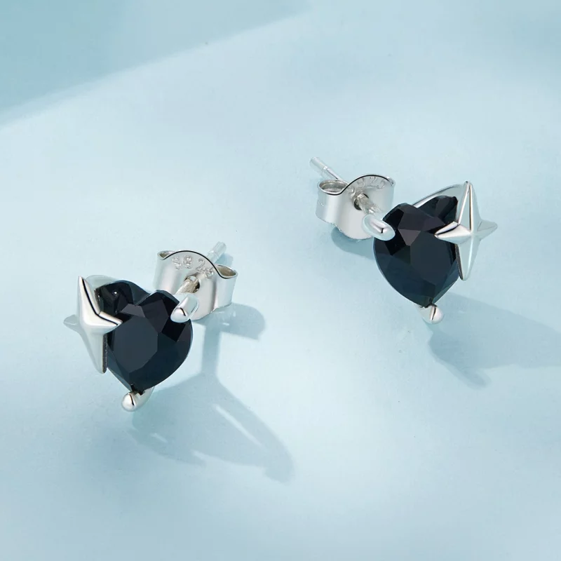 (image pour) Boucles d'oreilles à clous de style Pandora rétro en forme de cœur - SCE1654 - Afficher 3