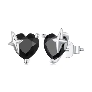 (image pour) Boucles d'oreilles à clous de style Pandora rétro en forme de cœur - SCE1654