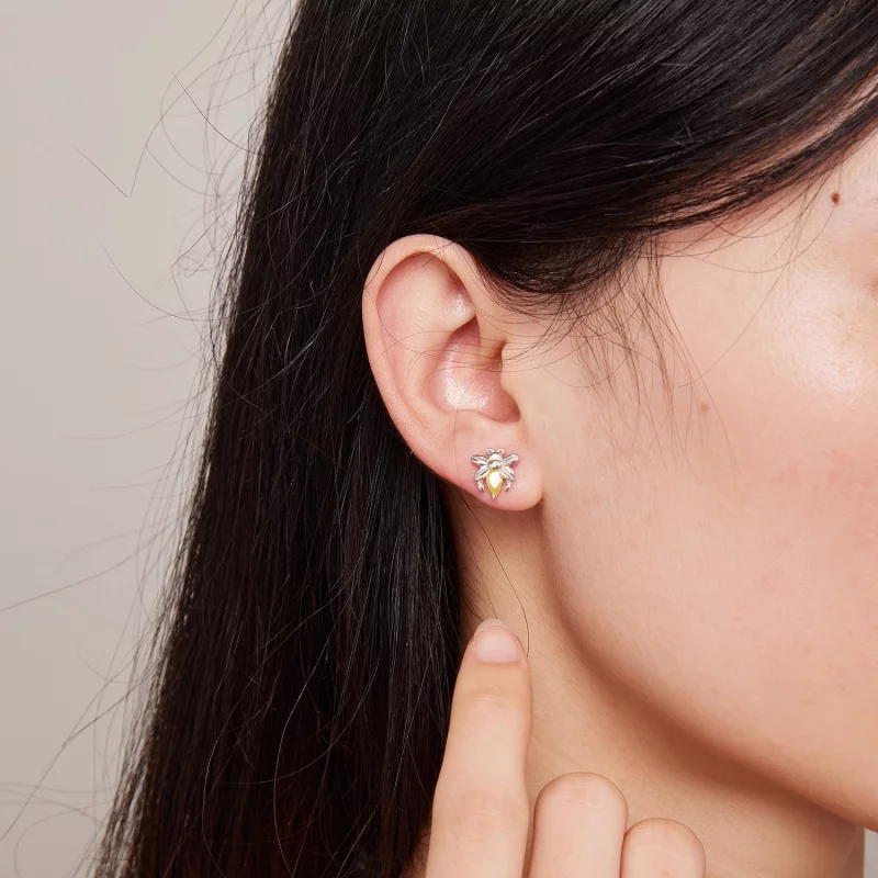 (image pour) Boucles d'oreilles à clous en deux pièces style Pandora avec abeille - SCE1580 - Afficher 6