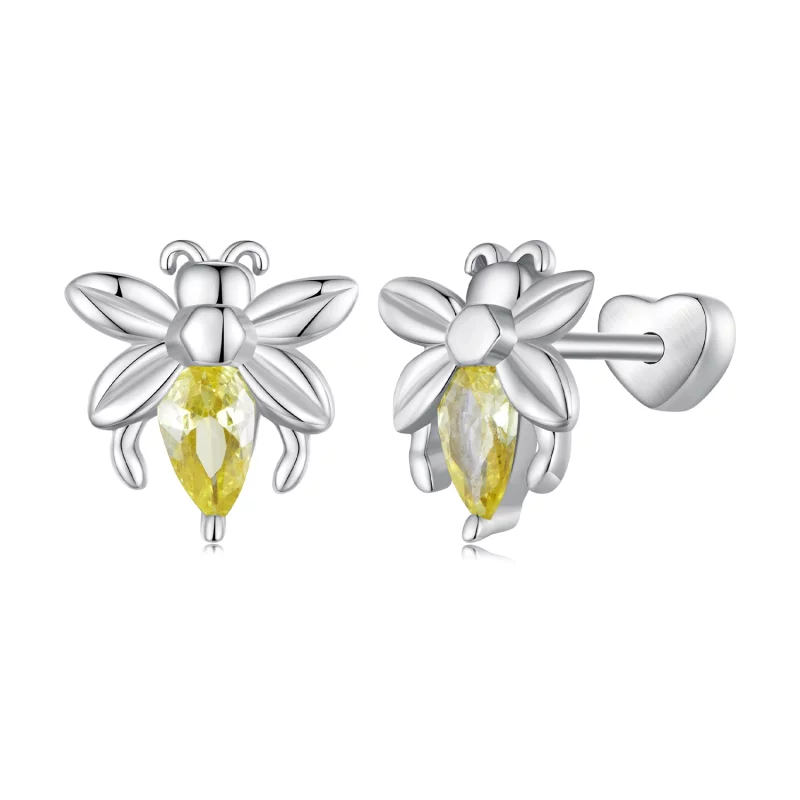 (image pour) Boucles d'oreilles à clous en deux pièces style Pandora avec abeille - SCE1580 - Afficher 8