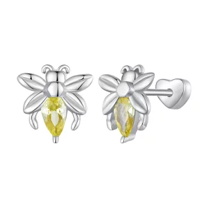 (image pour) Boucles d'oreilles à clous en deux pièces style Pandora avec abeille - SCE1580