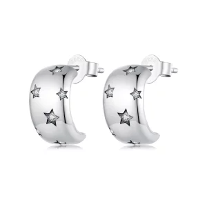 (image pour) Boucles d'oreilles clous en forme d'étoile scintillante de style Pandora - BSE884