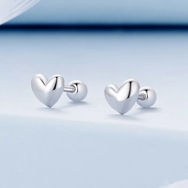 (image pour) Boucles d'oreilles à clous en forme de cœur de style Pandora - BSE886 - Afficher 2